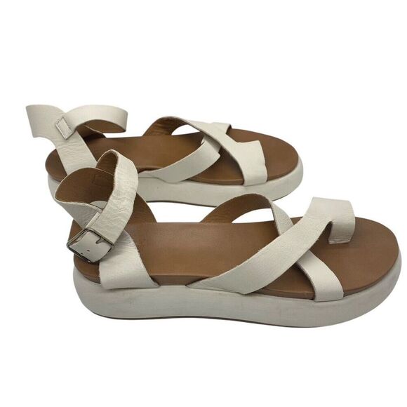 Varese Ivory Toe Ring Platform Sandals Ankle Strap Modern Chunky Size 38 / 7.5 - Picture 2 of 14